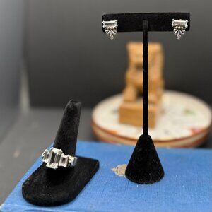 Lagos 18k Gold and Sterling Silver Caviar Glacier White Topaz Ring and Earrings
